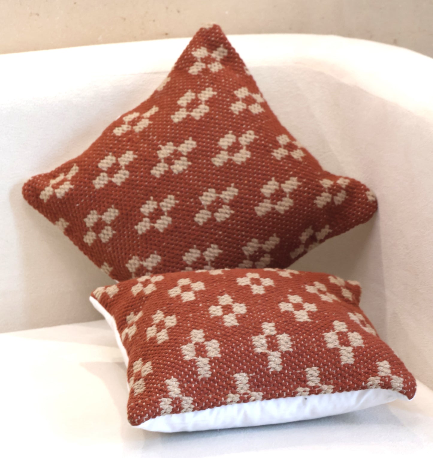 Jute Boho Cushion Covers 16x16 Inches - 2 Pcs Set